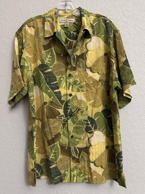 TOMMY BAHAMA HAWAIIAN Shirt 100% Silk Button Down S/S Shirt Size Small